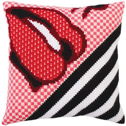 Cushion cross stitch kit Red Lipstick  - Collection d'Art