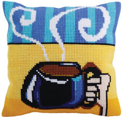 Cushion cross stitch kit Cup of Coffee - Collection d'Art