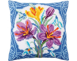 Cushion cross stitch kit Crocus - Collection d'Art