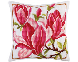 Kussen borduurpakket Magnolia flowers - Collection d'Art