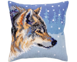 Cushion cross stitch kit Winter animals - Collection d'Art