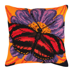 Cushion cross stitch kit Butterfly - Collection d'Art