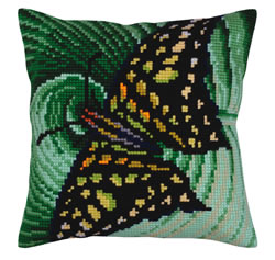 Cushion cross stitch kit Butterfly - Collection d'Art