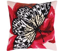 Cushion cross stitch kit Butterfly graphics - Collection d'Art