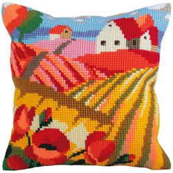 Cushion cross stitch kit Poppy Field - Collection d'Art