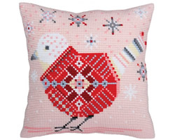 Cushion cross stitch kit Christmas bird - Collection d'Art