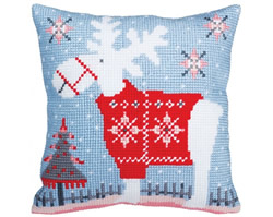 Cushion cross stitch kit Christmas deer - Collection d'Art