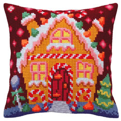 Cushion cross stitch kit Gingerbread Lodge - Collection d'Art