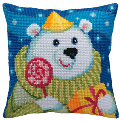 Cushion cross stitch kit Candy Teddy - Collection d'Art
