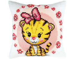 Cushion cross stitch kit Baby Tiger - Collection d'Art