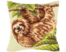 Cushion cross stitch kit Sloth - Collection d'Art