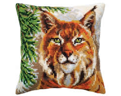 Cushion cross stitch kit Lynx - Collection d'Art