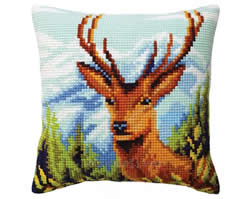 Cushion cross stitch kit Deer - Collection d'Art
