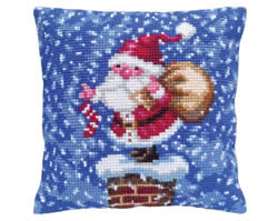 Cushion cross stitch kit Merry Christmas - Collection d'Art