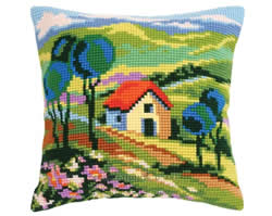 Cushion cross stitch kit Green Hills - Collection d'Art