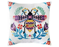 Cushion cross stitch kit Flower Bee - Collection d'Art