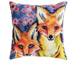 Cushion cross stitch kit Fox Cubs - Collection d'Art