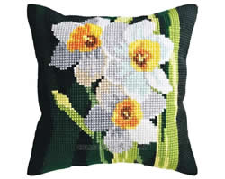 Cushion cross stitch kit Lines of Daffodils - Collection d'Art