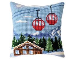 Cushion counted cross stitch kit Winter Holidays - Collection d'Art