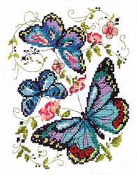 Cross stitch kit Blue butterflies - Magic Needle