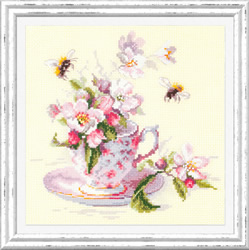 Cross stitch kit Cup and Apple Blossom - Magic Needle