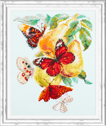 Cross stitch kit Butterflies and Pears - Magic Needle