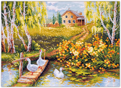 Cross stitch kit Village Pond - Magic Needle