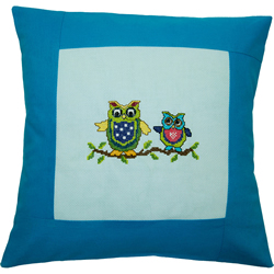 Pillow 40 x 40cm Lt.blue-Turquoise Counted X-Stitch - Duftin