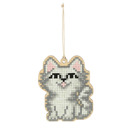 Diamond Painting Wooden Pendant - White Cat - Freyja Crystal