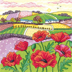 Cross stitch kit Poppy Landscape - Heritage Crafts