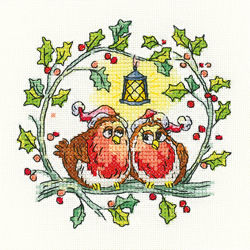 Borduurpakket Christmas Robins - Heritage Crafts