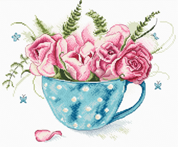 Borduurpakket A cup of Roses - Leti Stitch