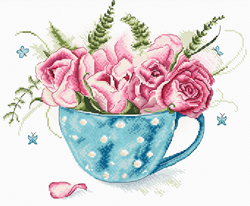 Cross stitch kit A cup of Roses - Leti Stitch