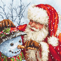 Cross stitch kit Santa Claus and Snowman - Leti Stitch