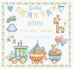 Borduurpakket Baby Boy Record - Leti Stitch