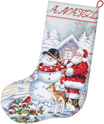 Borduurpakket Snowman and Santa Stocking - Leti Stitch