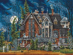 Cross stitch kit Decorating the Haunted House - Leti Stitch