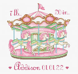 Cross stitch kit Baby Carousel Pink - Leti Stitch