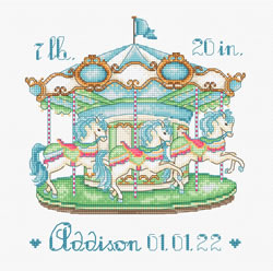 Cross stitch kit Baby Carousel Blue - Leti Stitch