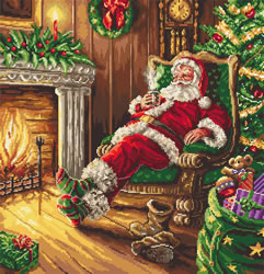 Cross stitch kit Santa's Rest by the Chimney - Leti Stitch