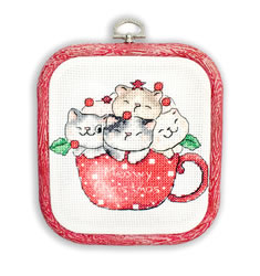 Borduurpakket Meowy Christmas with hoop included - Leti Stitch