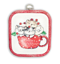 Cross stitch kit Meowy Christmas with hoop included - Leti Stitch