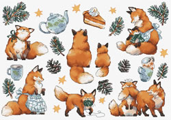 Cross stitch kit Foxy New Year - Leti Stitch