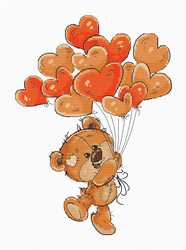 Borduurpakket Teddy Bear Heart Balloons - Luca-S