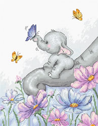 Cross stitch kit Elephant with Butterfly - Luca-S