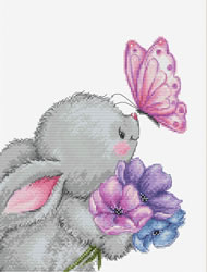Cross stitch kit Rabbit and Butterfly - Luca-S