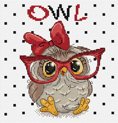 Cross stitch kit The Owl with Glasses - Luca-S