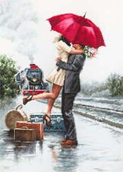 Cross stitch kit Couple on Train Station - Luca-S