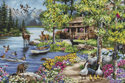 Cross stitch kit Cabin by the Lake - Luca-S