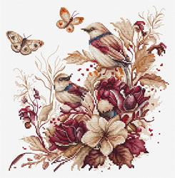 Cross stitch kit The Birds - Autumn - Luca-S